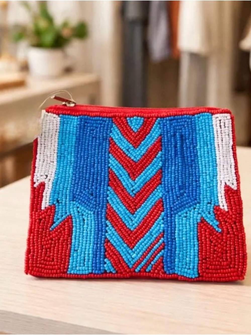 Southwest Beaded Coin Purse - Red
